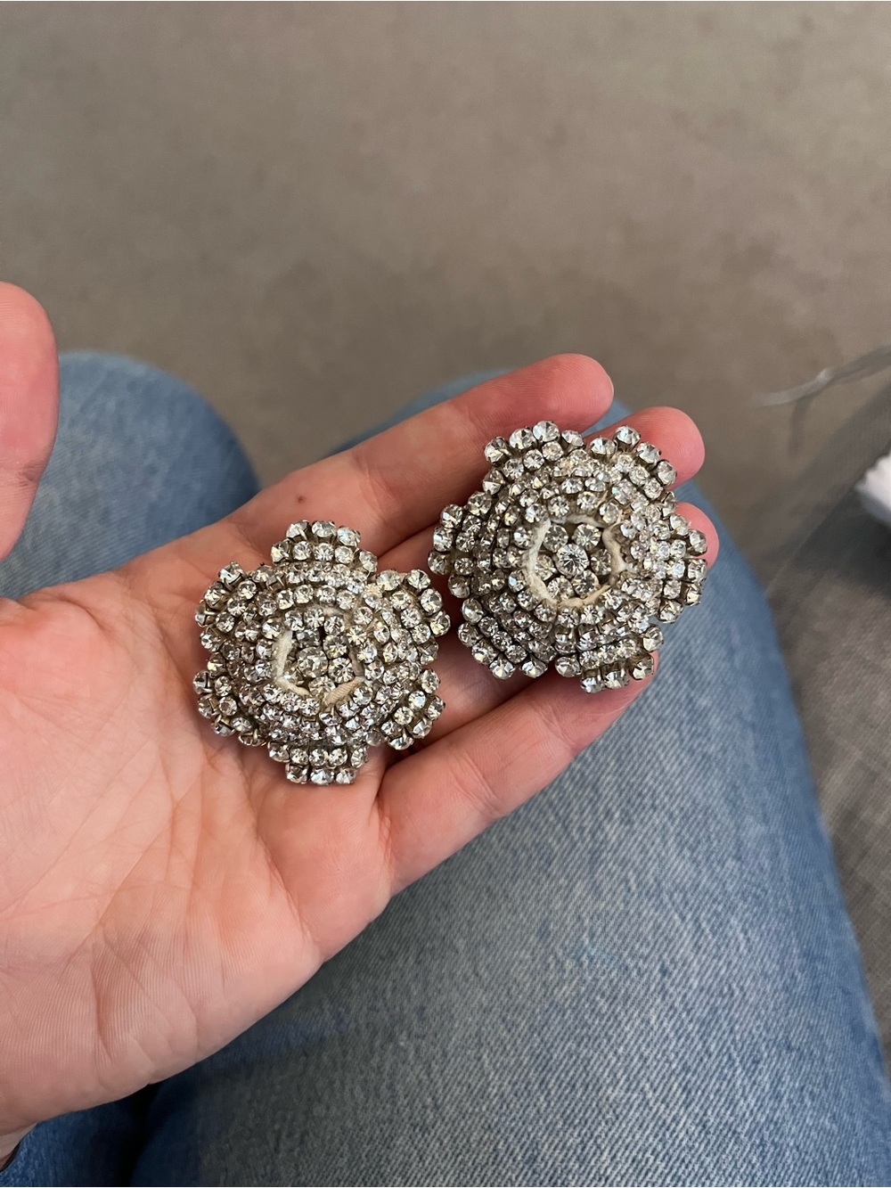 Rebecca de Ravenel Crystal Floral Cluster Clip-On Earrings - Silver